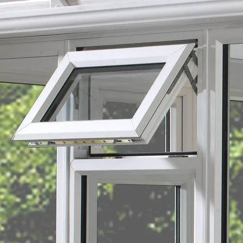 White uPVC top hung window in a modern room