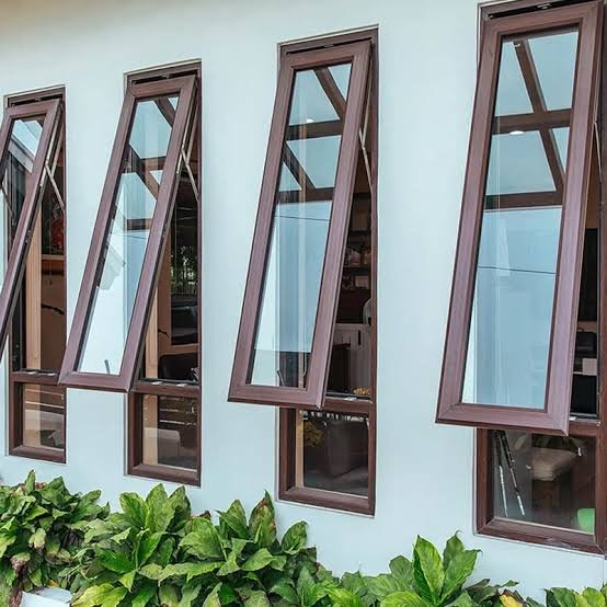 White uPVC awning window hinged at the top opening outward